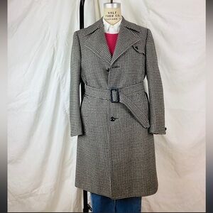Vintage Harbor Master Trench Coat John Weitz Houndstooth Orlon Lined Jacket 44